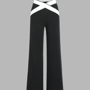 Cider🍎: High Waist Contrast Waistband Knit Pants